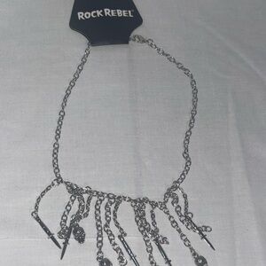 Silver Skull and Spike Necklace